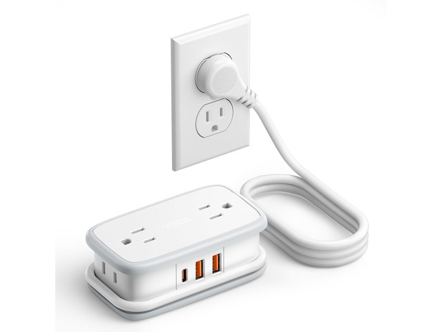 20W Travel Power Strip, Travel Essentials Cruise Approved Power Strip Non Surge Protector 4 Outlets 3 USB(1 USB-C) with 4FT Wrapped Extension Cord...