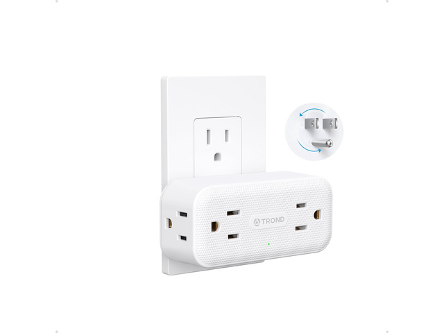 Surge Protector Outlet Extender with 360 Rotating Plug, White 4 AC Plug Adapter, 900 Joules Surge Protection, A Small Charging Station, 3-Sided...