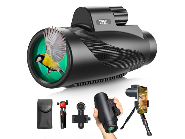 15x52 HD Monocular, Monocular for Adults High Powered with Tripod, Monocular Compact with BAK4 Prism & FMC Lens, Bluetooth Camera Remote,...