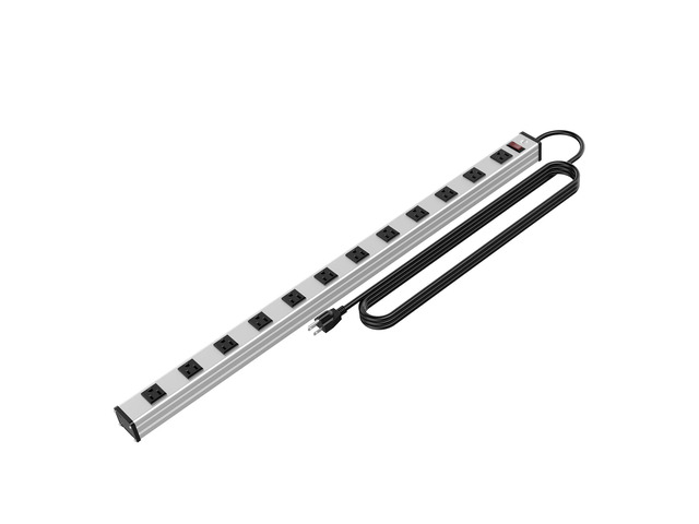 12 Outlets Metal Power Strip,Mountable Heavy Duty Power Strip with 6FT Long Extension Cord with Circuit Breaker,15A 125V 1875W, ETL Listed