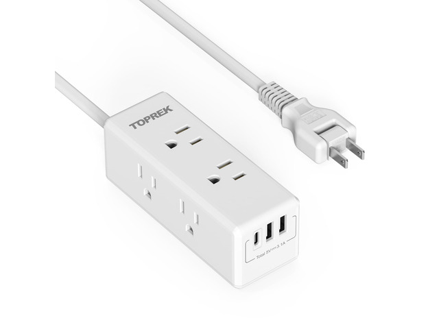 2 Prong Power Strip, 2 Prong to 3 Prong Outlet Adapter, 1440J 2 Prong Surge Protector with 6 Outlets & 3 USB, 5FT 2 Prong Extension Cord with...