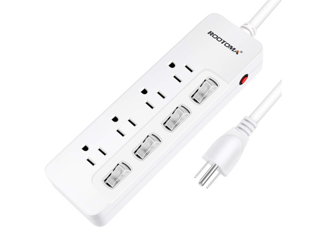 Appliance Extension Cord with Individual Switches on Off - 6 FT, 14 Gauge Heavy Duty Extension Cord with 4 AC Outlets, Wall Mountable, High Wattage...