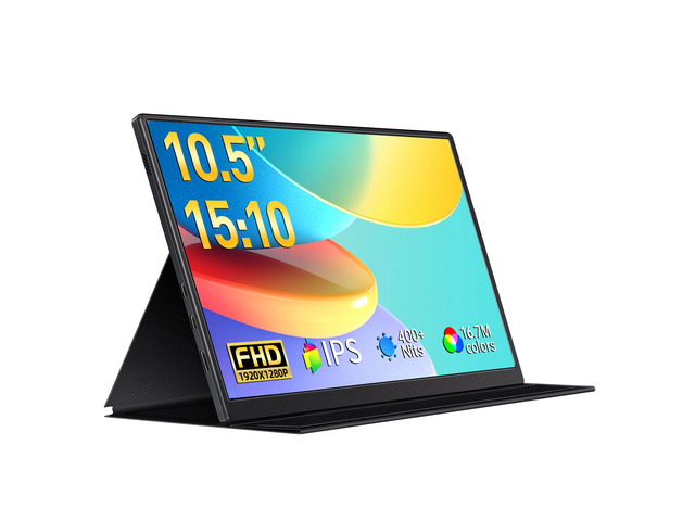 Small Portable Monitor 10.5' 400 Nits 15:10 FHD 1280P IPS Screen, Ultra-Slim Mini Monitor w/Smart Cover & Speaker, USB C HDMI HDR Portable Gaming...