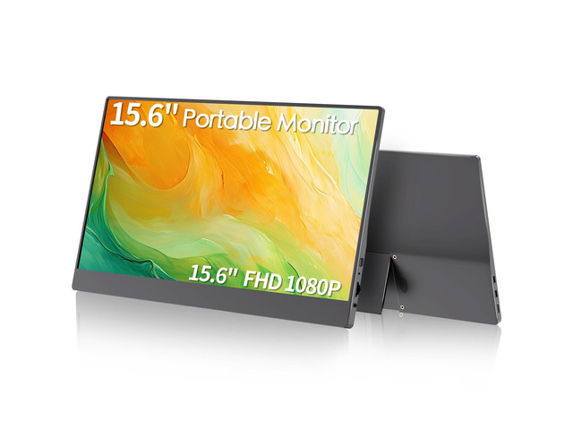 15.6 Inch Portable Monitor, Ultra Slim Full HD 1080p IPS Travel Monitor, USB-C Plug & Play HDMI Second Screen for Laptop Mac Phone Xbox Switch