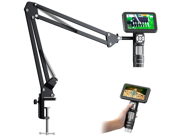 JL115A Flex Digital Microscope with 5' Screen, Soldering Microscope Camera with Flex Arm Stand, Handheld Coin Magnifier for Adults Full View Coins,...