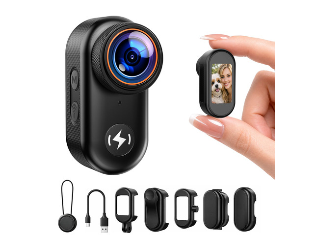 4K Mini Body Camera with 64GB Card, WiFi Thumb Action Camera with 1.47' Screen, Magnetic Mount Wearable POV Cameras for TikTok YouTube Vlogging,...