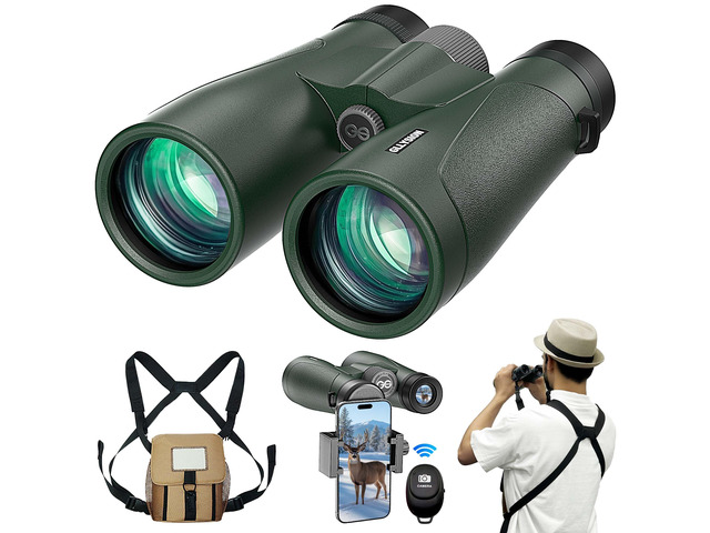 15x54 Binoculars for Adults High Powered with Harness, Phone Adapter and Bluetooth Camera Remote - Super Bright Waterproof Binoculars for Bird...