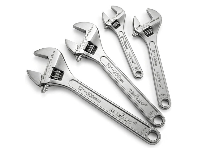 4-Piece Adjustable Wrench Set, CR-V Steel, Adjustable Wrenches Set(6-inch, 8-inch, 10-inch, 12-inch)