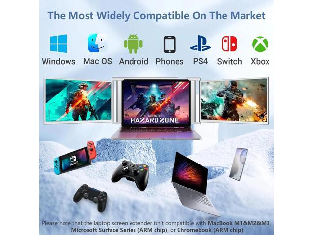 14' portable monitor Laptop Screen Extender, Tri-Screen Portable Monitor with two 14 inch screens IPS FHD 1080P HDR MiniHDMI USB-C USB-A Eye Care...