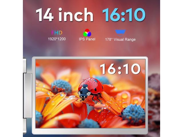 14 inch portable monitor Laptop Screen Extender 16:10, Tri-Screen Portable Monitor with two 14 inch screens IPS FHD 1200P HDR MiniHDMI USB-C USB-A...
