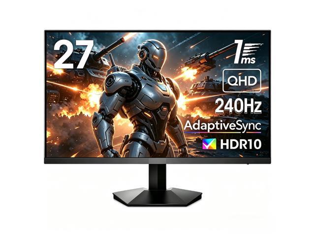 KOORUI 27' 1440p 240Hz,WQHD 2560 x 1440 PC Computer Monitor 1ms, Adaptive Sync, HDR10, DCI-P3 90%, DisplayPort, HDMI, Tilt Adjustability, Black -...