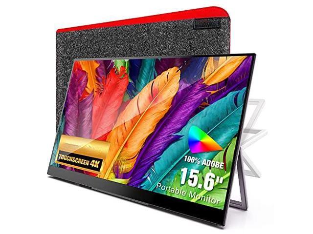 Portable Monitor 4K Touchscreen, 15.6 Inch Adobe 100% RGB Ultra HD 3840x2160 USB C HDMI External Second Monitor for Laptop, MacBook, PS5, PS4,.