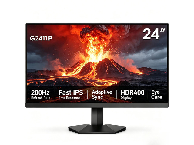 24' FHD 200Hz Gaming Monitor, 1920x1080 Fast IPS, 1ms GTG, HDR400, 90% DCI-P3 & 99% sRGB, Adaptive Sync, HDMI/DP, Compatible with...