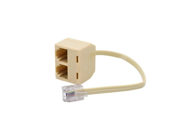 RJ11 to 6P4C Cable Converter 1 In 2 Out Wire Splitter Telephone Ethernet Cord Adapter Landline Male to Female Plug Separator