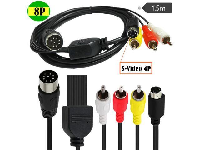 Din 8pin to Mini DIN4Pin 3RCA Cable TV Data Cable Adapter 1.5M AV DV S-VIDEO Audio Video Extension Male Wire for DVD HDTV VCR CD