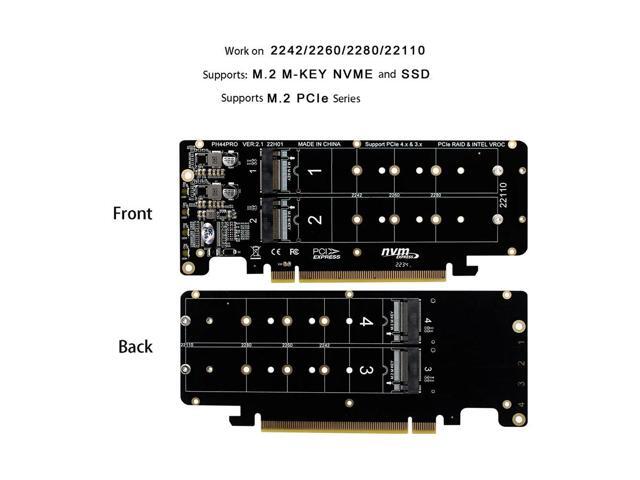 PCIE X16 to M.2 M-key NVME Converter 2230 2242 2260 2280 NVME 4pcs SSD 2U Server 4.0 Bifurcation RAID Controller Expand Card