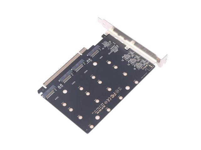 PCIe X16 4.0 5.0 to M.2 NVMe SSD 4Port Convert Card Computer Motherboard Expansion Adapter with 4 Instruction Light for Computer