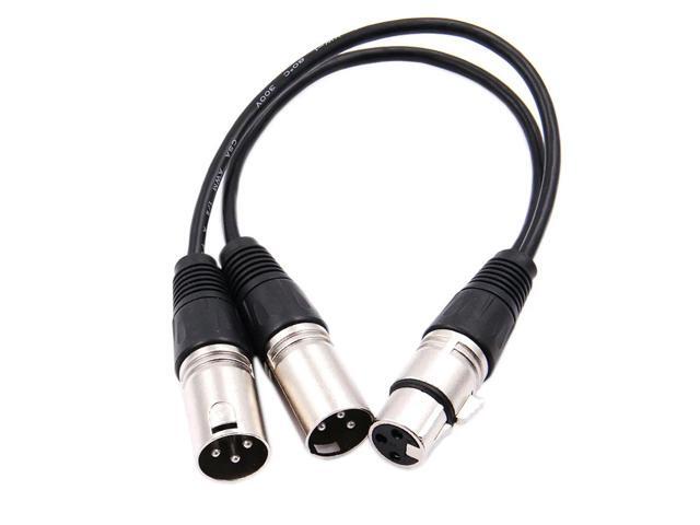 ZOCI-30cm 3 Pin XLR FEMALE Jack To Dual 2 MALE Plug Y SPLITTER Cable Adaptor 1 FT Foot Cord