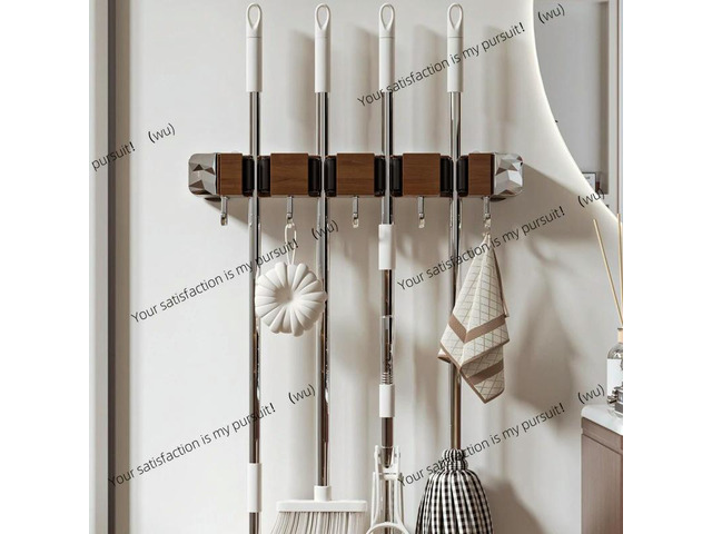 Wood grain suction cup, mop clip, hook hanger punching, wall hanging, mop rack, bathroom plastic rack