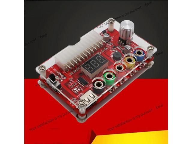 24Pin ATX Power Supply Breakout Board Acrylic Case Kit Module Adapter Power Connector Supports 3.3V/5V/12V 1.8V-10.8V Adjustable