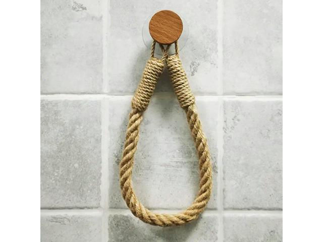 1PC Nail-free Paper Towel Holders Rack Bathroom Towel Hook Toilet Paper Holder Towel Rack Beige Hemp Color