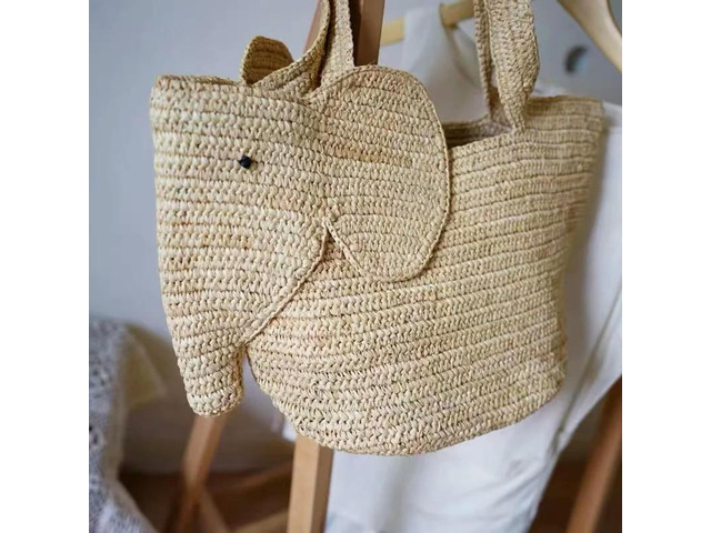 Lafite Grass Crochet Hand Woven Elephant Bag Vacation Beach Women's Shoulder Bag Summer Grass Large Capacity Women's Bags