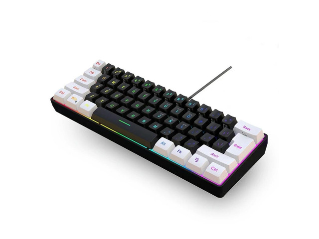 USB Wired Gaming Keyboard 61 Keys Compact Mini Office Keyboard for PC and Desktop Computer Keypad Compound Function