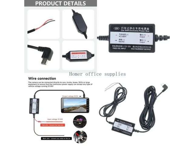 Car Charger for Dash Cams, GPS Devices and Mobile Phones with 12V24V to 5V2A Type C Output and Connection