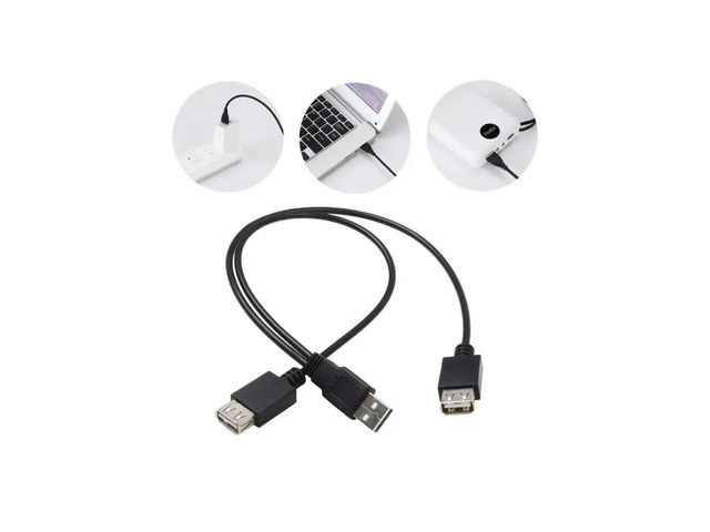 USB2.0 Y Adapter Cable Male to Double Female Port 40cm Active Hub Function Cord For Hard Drives Phone Charging