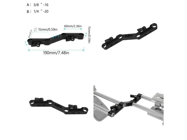 4-Hole Tube Clamp Double 15mm Rod Clamp with 1/4inch & 3/8inch Thread Holes