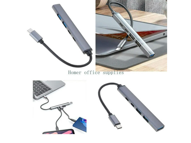 Type C HUBs 5 in 1 Adapters with Fast Speed USB 3.0/2.0, Type C PD60W Charging for Various Devices