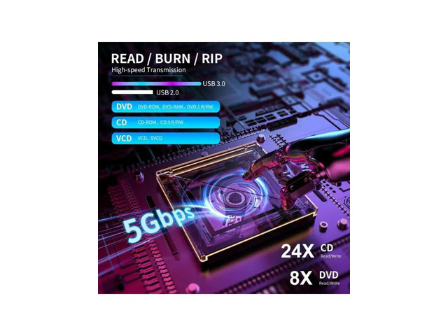 External Disc Writer USB3.0 Burning Fast Speed For Desktop Laptop Computers