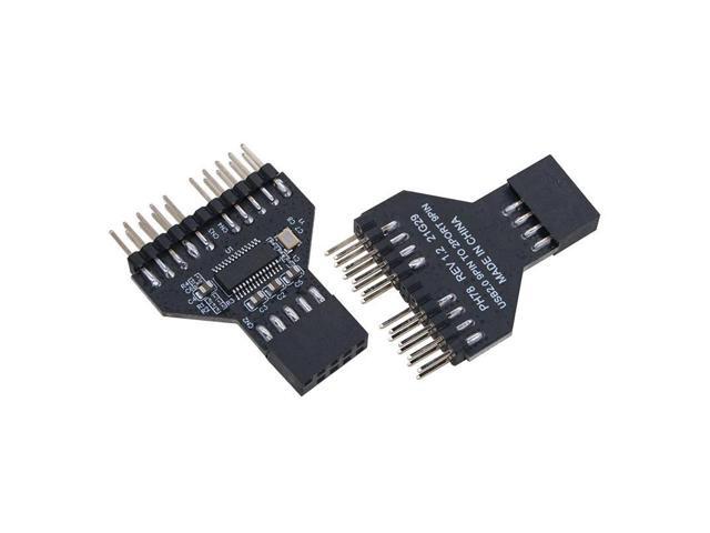 USB 2.0 9Pin 1 to 2 Splitter Adapter Sub Wiring USB2.0 Dual 9 pin Interface Hub Front Panel Extension for Computer Motherboard