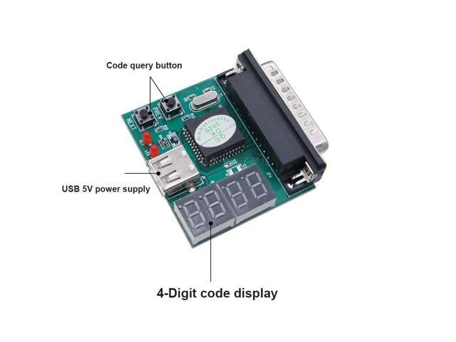 Laptop PC Computer Diagnostic Card with USB 25PIN Parallel Port Notebook Motherboard Analyzer 4-Digit Display POST Self Tester