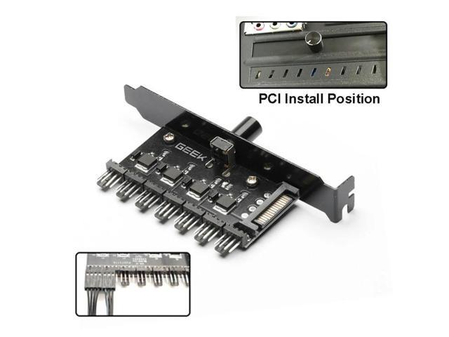 7-way Cooling Fan Speed Controller Cable Splitter 3Pin 4 Pin Power Sata Charging Radiator for PC Case Temperature Governor
