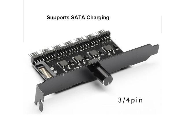 7-way Cooling Fan Speed Controller Cable Splitter 3Pin 4 Pin Power Sata Charging Radiator for PC Case Temperature Governor