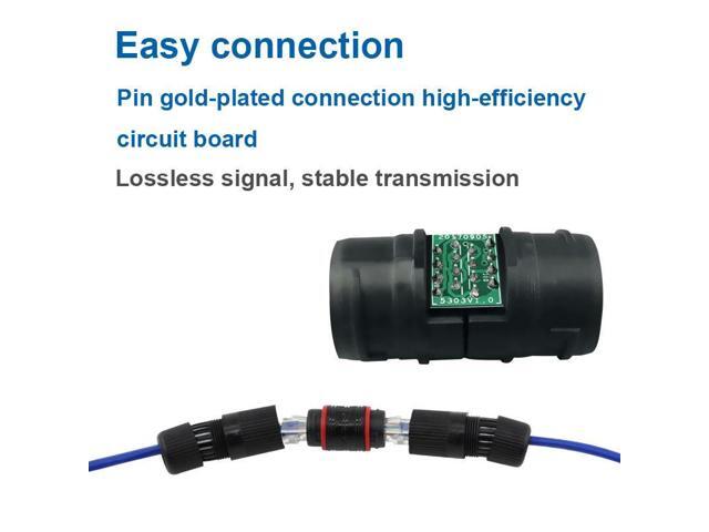 OULLX RJ45 Connector Outdoor Waterproof Female To Female Port Network LAN Splitter Transfer Head Adapter Coupler CAT5e CAT6