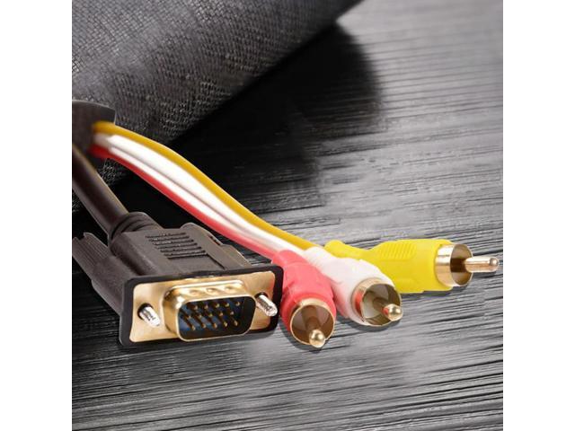 1.5M VGA to 3RCA Gold Plated AV Cord Converter Cable with Magnetic Circle for TV Computer PC Tablet Extend Video Audio Adapter