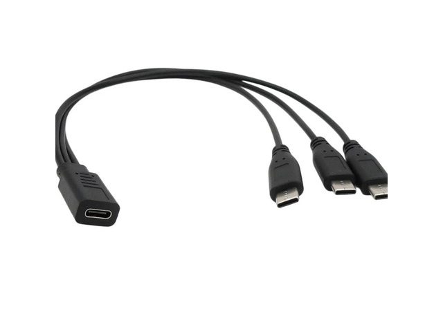 USB C Power Cable 1 Female Plug to 3 Male Plug Type C Convert Wire Type C Cord Splitter for Phone Tablet Camera Toy Small Househ