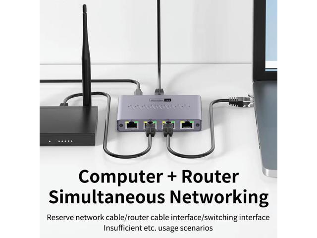 RJ45 Network Cable Splitter 1 to 4 Port Gigabit Ethernet Switch 1000Mbps LAN Internet Expansion Adapter RJ45 Network Converter