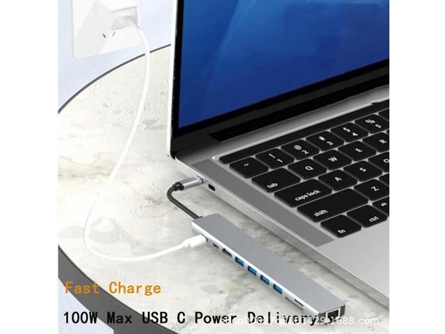 with HDMI to Type C HUB Converter 4K HDTV RJ45 100Mbps PD 90W Charging USB Cable Splitter Micro SD Card Reader Extend Adapter