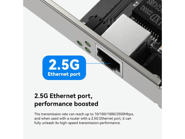 Network Card PCI-E To RJ45 Ethernet Converter 100/1000/2500Mbps 2.5Gbps Network LAN Controller for Linux Computer Game
