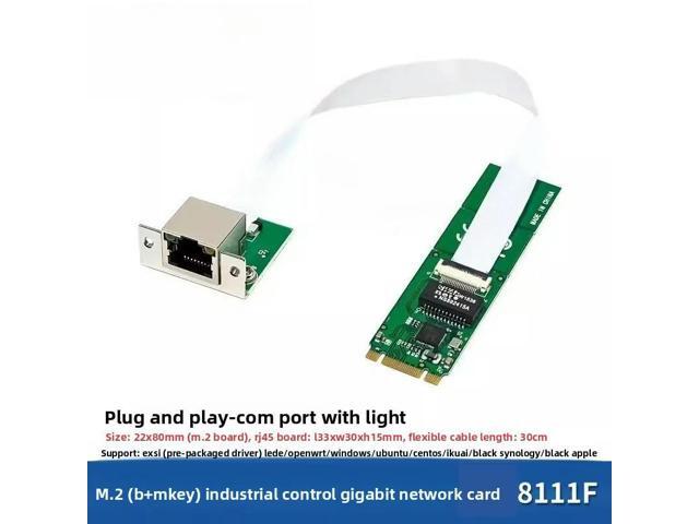 M.2 B+M Key to Single Port Gigabit Ethernet LAN Card RTL8111F with FPC Cable for IPC