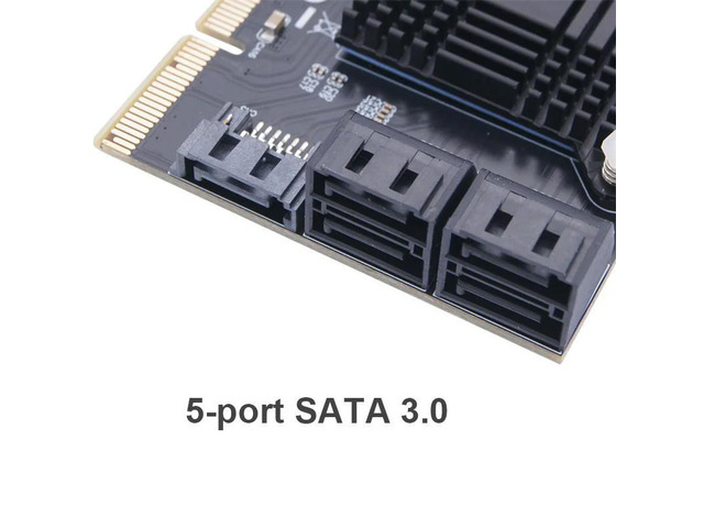 OULLX PCIE 4X To 5 Ports SATA 3.0 III 6 Gbps SSD Adapter PCI Express X4 Controller Board Expansion Card Support x4 x6 x8 x16