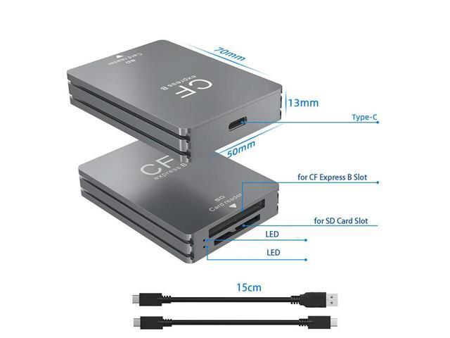 USB C Card Reader Type C to CF Express B SD Card Reader Writer Data Transfer View Adapter with USB to USB C USB C to USB Cable