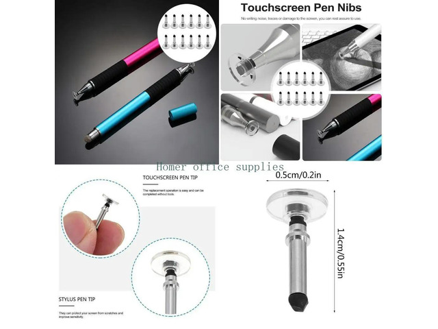 12pc Stylus Pen Replacement Disc Nib Universal Capacitive for Touch Pen Tip Pencil Replace Plug Phone Tablet Stylus for