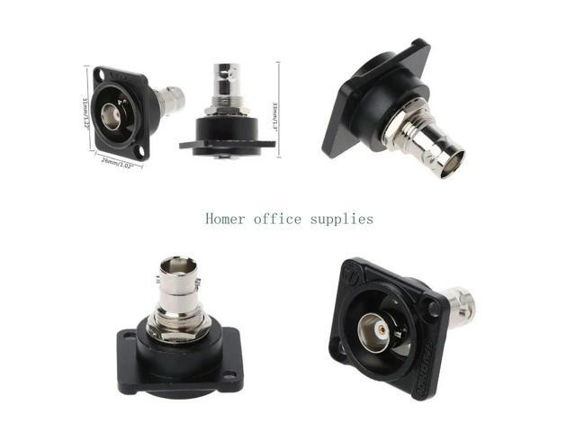 D-Type Double BNC Plug Connector Chassis Panel Mount Adapter o Monitoring Pa