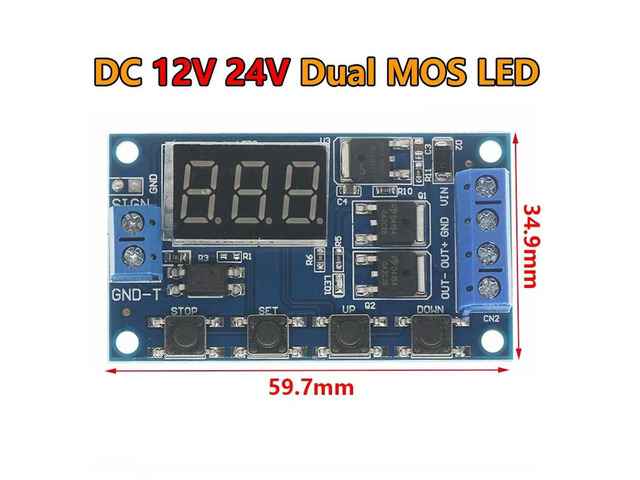DC 12V 24V Dual MOS LED Digital Time Delay Relay Trigger Cycle Timer Delay Switch Circuit Board Modul Kontrol Waktu DIY