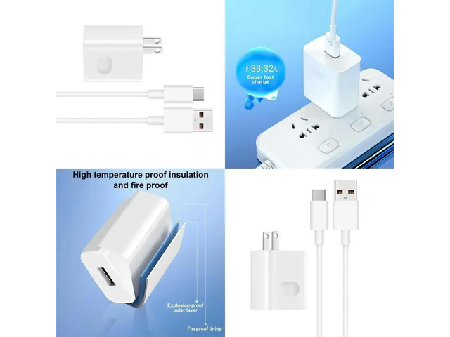 USB C Cable 6A 120W Fast Charging Cable USB Cord with US Adapter for Multiple Devices Mobiles,Tablets