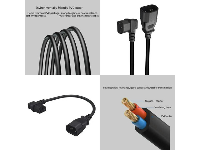 PVC PDU Power Converters C14 TO IEC320C13 Power Cable Upward Angles